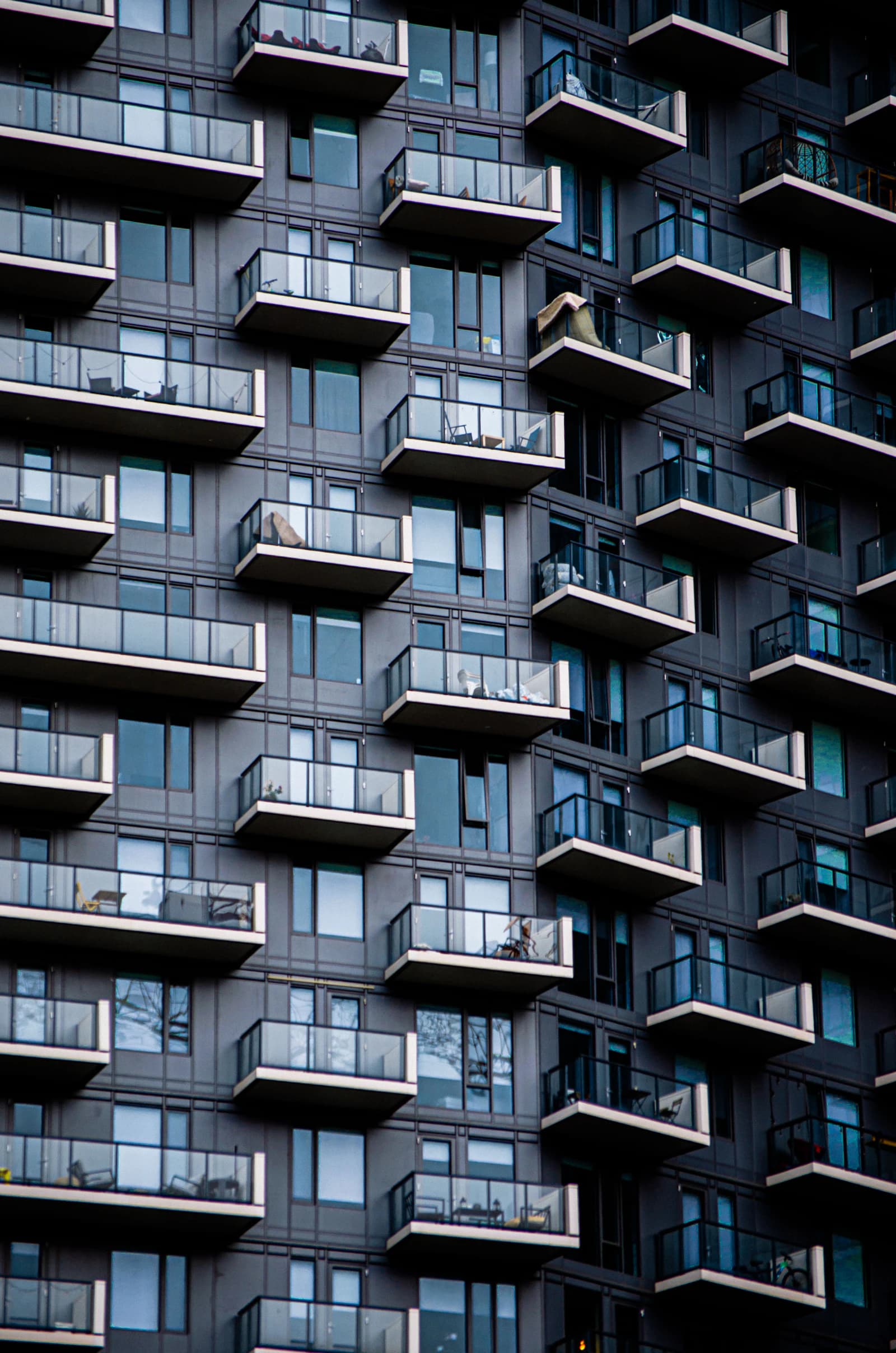 Modern apartment building with projecting balconies