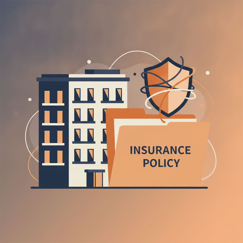 Editorial illustration of a rental property insurance file and deductible record