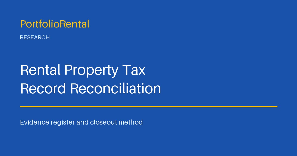 Rental property tax record reconciliation register